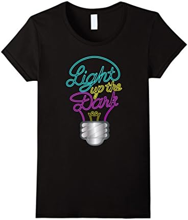 Women's Light Up The Dark Neon Sign Tee Vision T-Shirt Medium Black