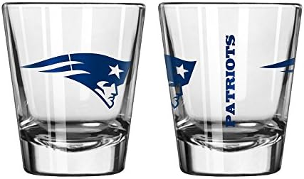 Official Fan Shop Authentic NFL Logo 2 oz Shot Glasses 2-Pack Bundle. Show Team Pride at Home, Your Bar or at The Tailgate. Gameday Shot Glasses for a Goodnight (New England Patriots)