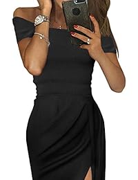 ZKESS - Vestido de cóctel para mujer, elegante, con estampado floral, hombros descubiertos, cintura alta, formal