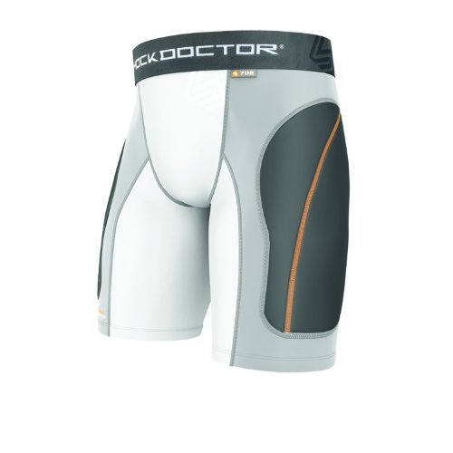 Shock Doctor Men's Core Padded Sliding Shorts, 26-28-Inch, Grey