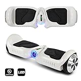 CHO Electric Self Balancing Dual Motors Scooter Hoverboard with Built-in Speaker and LED Lights - UL2272 Certified (4.5 Inch White)