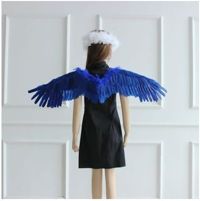 Fashion novel Halloween cosplay Flying angel feathered wings birthday present dance Christmas goods props decoration (Sapphire 110 cm 30 cm)