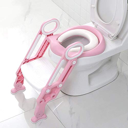 image for Potby Toilet Ladder Potty Shelf Stool,Foldable Training Soft Seat for 