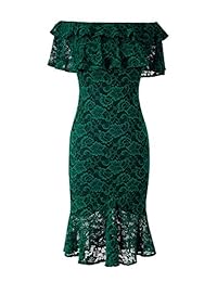 VFSHOW - Vestido de cóctel con encaje floral, elegante, para mujer, sirena, media pantorrilla