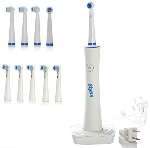 Blynx BX-250 Automatic Toothbrush - Power Spinning Tooth Brush, 10 Round Spin Heads & Electric Docking Station