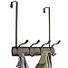 mDesign Steel Over Door Closet Organizer Hanger Rack with 8 Hooks for Bedroom, Bathroom, Office, Guest Room, Laundry - Holds Clothes, Hats, Towels, Robes, Bags - Vista Collection - Bronze