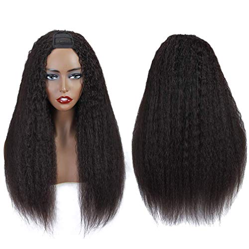 Kinky-Straight-Hair-U-Part-Human-Wig-for-Black-Women-Middle-Part-Clip-In-Hair-Extensions-Half-Wigs-Brazilian-Virgin-Hair-Straight-Wigs-Pre-Plucked-with-Baby-Hair-150-Density-12