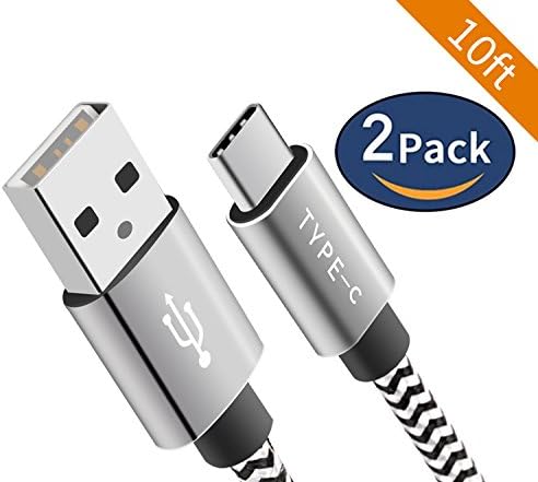 Charger Cable for Samsung Galaxy Note 8, LG V30 G6,(2 PACK 10FT) 10ft Nylon Braided Charger Cord for Samsung Galaxy S9 S8 S8+,Nexus 6P 5X, Nintendo Switch, OnePlus 5, Google Pixel 2 XL,Ma