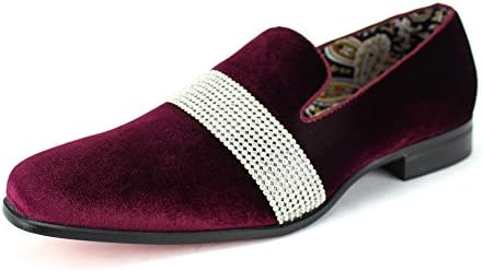 AFTER MIDNIGHT Men's Velvet Smoking Slipper with Band of Stones! Bejeweled Smoker Shoe 6715