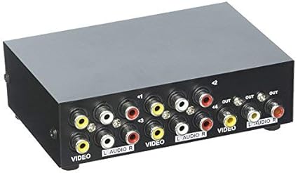 Duttek 4-Port AV-Schalter Cinch-Umschalter 4 In 1 Out Composite Video L / R Audio-Auswahlbox für DVD STB Spielkonsolen