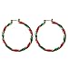 Christmas Wreath Hoop Pierced Earrings For Women Red Green Alloy RareLove