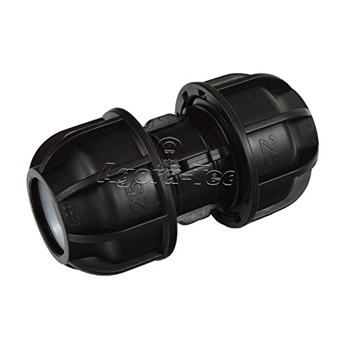 Agora-Tec PE Fitting Rohr Verbinder 25mm auf 25mm für PE-Rohr 25mm auf PE-Rohr 25mm SCHWARZ