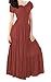 Meaneor Women Boho Cap Sleeve Smocked Waist Tiered Renaissance Summer Maxi Dress Maroon XL