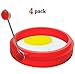 Ozera 4 Pack Silicone Egg Rings Pancake Poachers Molds for Frying-Non Stick, One Size, Red