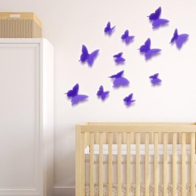 3D Butterfly Set - Violet - 12 pcs
