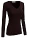Emmalise Women's Casual Basic V-Neck Tshirt Long Sleeves Tee Top - Junior and Plus Sizes