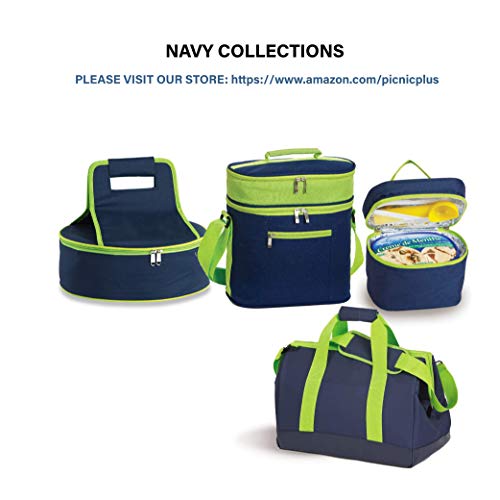 Picnic Plus 18" Casserole Carrier 2 Level Thermal Insulated Hot and Cold Food Carrier Double Layer Food Carrier Bag Potluck Carrier With Bonus Containers (Navy) - Thumbnail 4