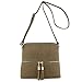 Lightweight Medium Crossbody Bag with Tassel Khaki