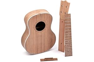 Zebra Wood Tenor Ukulele DIY Kit,26 Inch with Rosewood Fingerboard Machine Heads Strings Tools for Adults Beginners