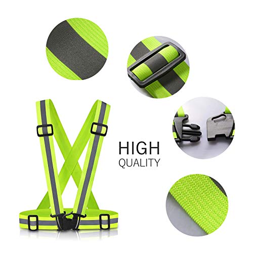Reflective Vest, 2 Pack Safety Reflective Running Vests with 4 Safety Reflector Band Tape, Adjustable Reflective Safety Vests for Night Running Walking Cycling Motorcycle Jogging Working