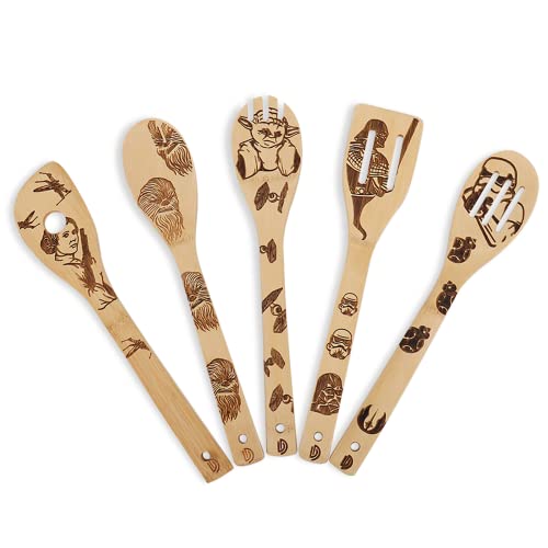 Star Wars Wooden Spoons Set of 5,Starwars Burned Kitchen Utensils Set