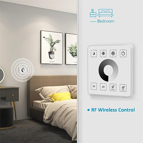 TERRIFI RF Wall Mounted LED Wall Controller, Touch Panel Dimmer Controller for Single Color LED Strips, Suitable for DC5V/12V/24V 30A Systems, Effortlessly Adjust Brightness