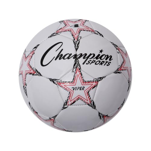 Champion Sports Viper Soccer Ball – Sizes 3, 4, 5 – Soft Touch TPU Cover, Durable Butyl Bladder, Youth & Adult Training Ball for Indoor & Outdoor Play, Multi-Color Design