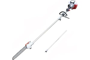 OUKANING 42.7CC Gas Powered Pole Saw Two-stroke Saw Tree Trimmer 11ft Pole High Reach Pole Pruner for Tree Limb Branches Pruning