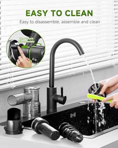 AMZCHEF Cold Press Slow Juicer, Electric Masticating Machine for Fruits and Vegetables, with 2 Cups and Brush, Grey