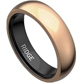 Ridge 6mm Rounded Tungsten Rings For Men - Dual Band Metal Wedding Ring &amp; Silicone Ring, Scratch-Resistant PVD Coating, Convex No-Pinch Fit, Includes Extra Silicone Band (18K Rose Gold, 12)