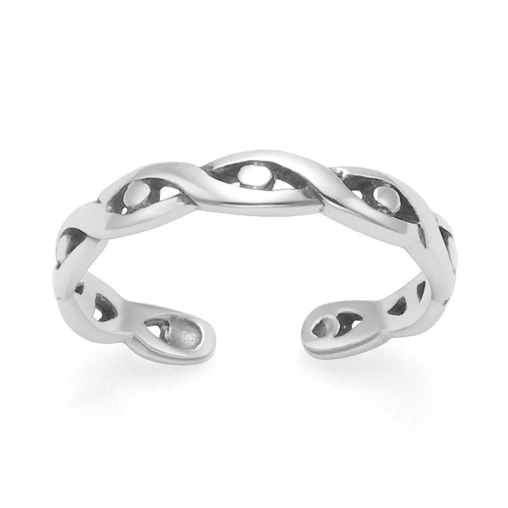 Sterling Silver Toe Ring with twist design - Adjustable size - Gift Boxed. 0983