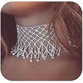 wekicici Rhinestone Choker Necklace Sparkly Crystal Festival Summer Chain Necklaces Costume Accessories for Women