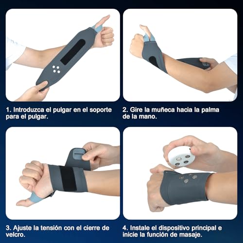 EMS Wrist Massager, Wireless Hand Massager with Heat, 6 Modes/19 Intensity, Wrist Support for Tendonitis and Carpal Tunnel Syndrome, Left/Right Bandages