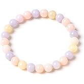 AURABLOOM 8mm Natural Gemstone Beaded Bracelet for Women, Dainty Round Crystal Stretch Bracelets, Spiritual Healing & Calming Stone Jewelry Gift