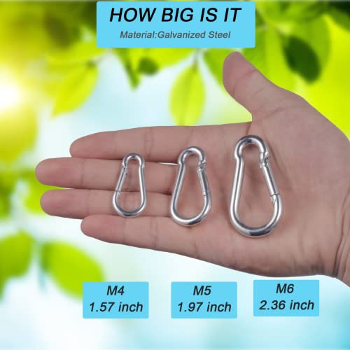 chfine 20 Pack Spring Snap Hook, 2.36inch M6 Galvanized Steel Carabiner Clip, Silver Heavy Duty Small Quick Link Clamp Keychain Clip for Camping Fishing Hiking Traveling Gym Hammock Swing Dog Leash