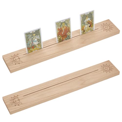 ORIGACH Wooden Tarot Card Holder Stand，Sun & Moon Altar Card Stand，Oracle Card Stand, Rectangle Wood Tarot Cards Altar Stand Display Holder Witch Divination Ceremonial Tools