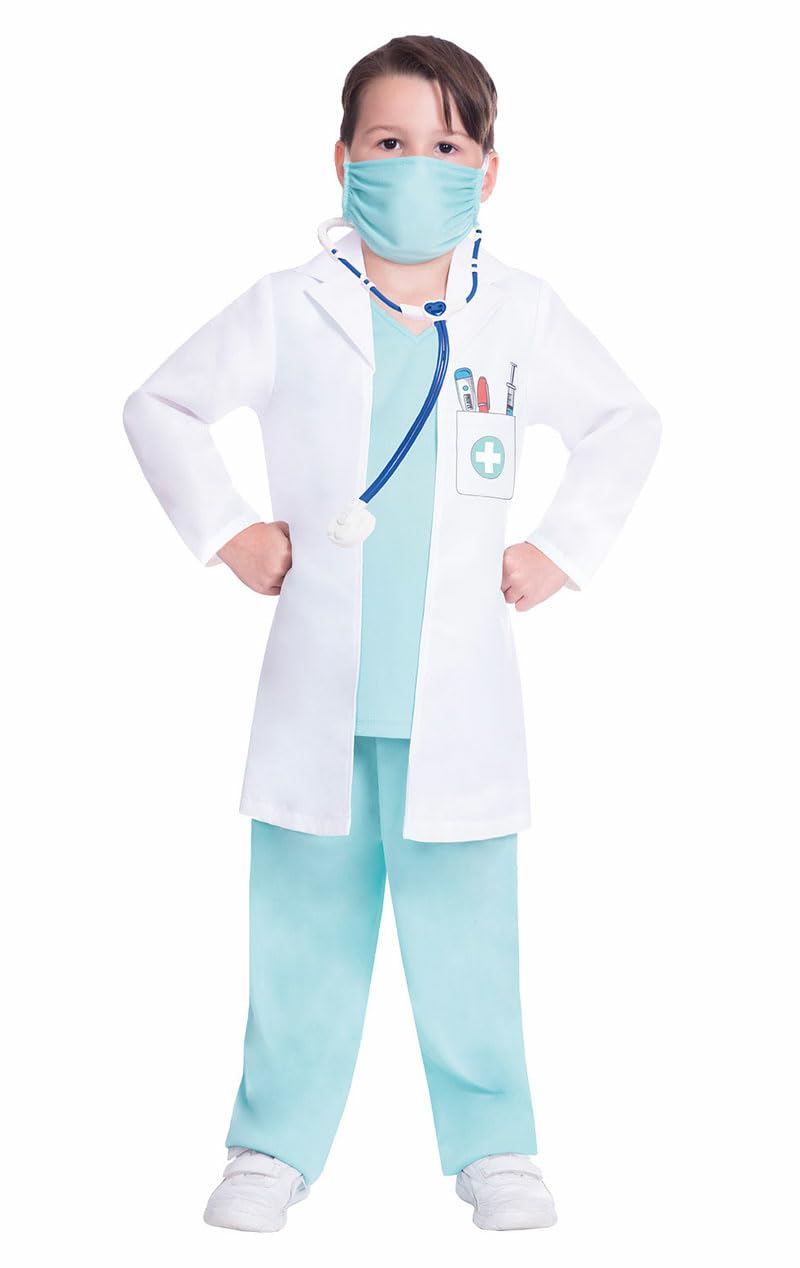 amscan 9907238 - Unisex Kids Doctors Scrubs Uniform Fancy Dress Costume Age: 3-4 Years
