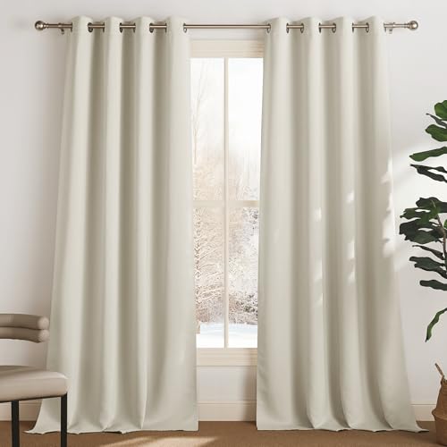 PONY DANCE Wohnzimmer Gardinen Verdunkelung mit Ösen 2er Set H 300 x B 140 cm Thermo Vorhänge gegen Kälte und Kälte Blackout Thermal Curtains for Livi