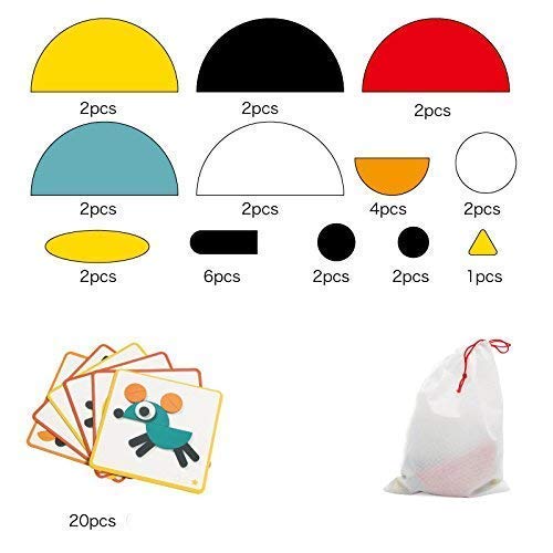 BOHS Creative Animals Themed Pattern Blocks Set -Puzzles for Toddlers and Preschooler Kids Ages 2.5 - 6 Years Old , with 20 Activity Idea Cards and 1 Pouch - Thumbnail 5