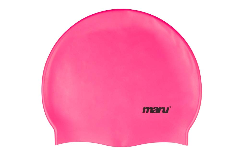 Maru Silicone Swim Cap (Pink) – Smooth, Easy-Fit Silicone Swimming Cap for Adults & Kids (One Size Fits All) – Durable Swimming Hat for Speed, Comfort & Chlorine Protection