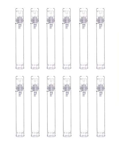 12Pcs Portable Empty Refillable Clear Plastic Airless Vacuum Pump Bottle Cosmetic Make-up Cream Lotion Sample Packing Toiletries Liquid Storage Container Vial Jars(15ml/0.5oz)