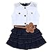 Cute Baby Girl Kids Outfit Clothes Clothing Solid Coat + Denim A-line Dress 2 Pcs Set (120(advice4-5years), Blue)