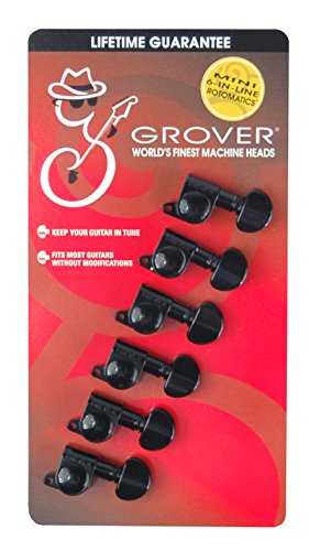 Grover 205BC6 Rotomatic Mini 6 in Line Machine Heads, Black Chrome