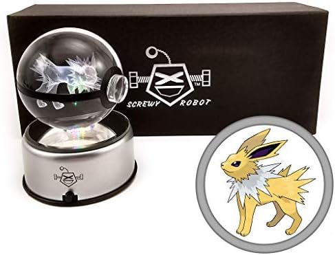 ScrewyRobot Crystal Ball 3D Night Light Color Changing Lamp 80mm (Jolteon)