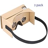 Google Cardboard v2 by IHUAQI 2 Pack with Headstrap Fully Assembled Compatible with Android and iPhone Up to 6inch Including Comfortable Nose Foam and Forehead Pad