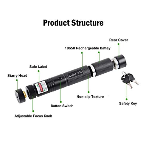Green Light Pointer High Power Visible Beam with Adjustable Focus for Hunting Hiking - Thumbnail 2