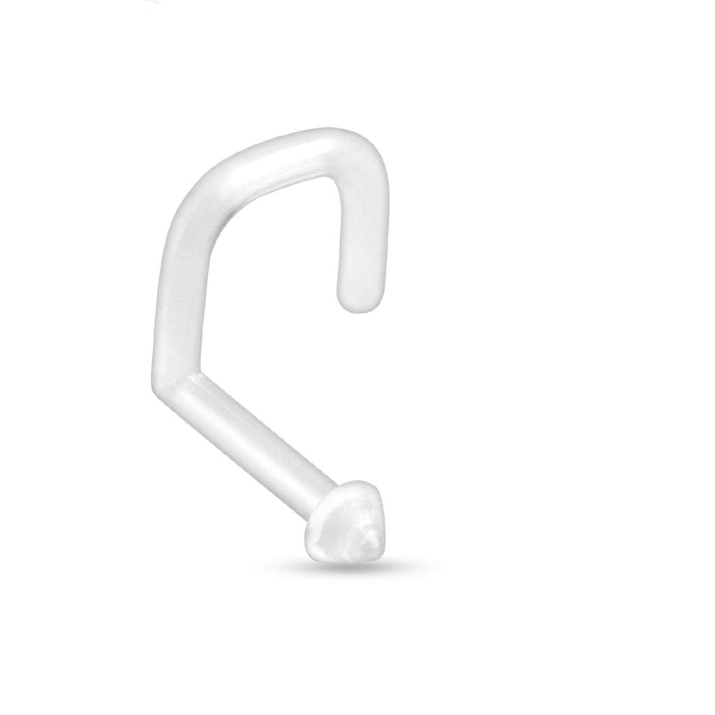 PiercedOff Bioflex Clear Nose Retainer with Spike Head