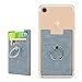 BIBERCAS Phone Card Holder with Ring Grip Stand,Adhesive Stick-on Wallet Credit Card Holder for Back of Phone,Leather Card Wallet Pocket Work with Magnetic Car Mount Holder (Blue)