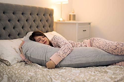 SnuggleUpโข - Award-Winning Original L-shape Pregnancy Pillow, Maternity Pillow, Body Support Pillow with FREE Removeable & Washable Babysoft Case (SILVER)