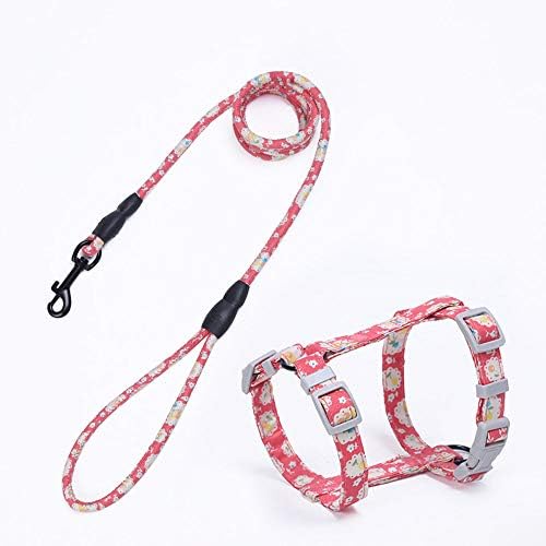 MNTT H-shped Cat Vest with Collar Escape Proof Adjustable Comfortable Outdoor Walking Strap Dog Harness Pets Leash Belt Cat Harness Set(M,Pink)